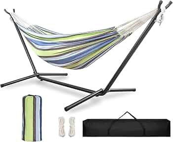 【色:ブラウン】TORIBIO ハンモック 自立式 超広い ダブル 耐重荷 高さ TORIBIO ハンモック 自立 ダブル 超広い 耐重荷250KG 収納バッグ